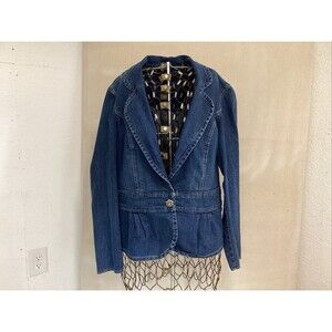 rikit jeans women’s denim blazer jean jacket L pleated detail